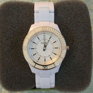 White Fossil Watch